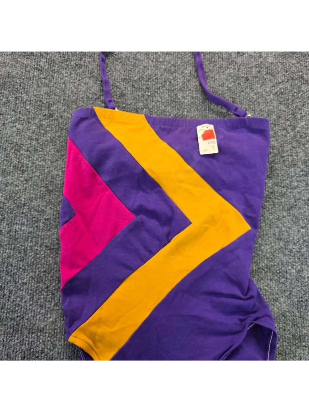 Vintage Sandcastle Colorblock One Piece Swimsuit 8 Purple Deadstock Beach Resort